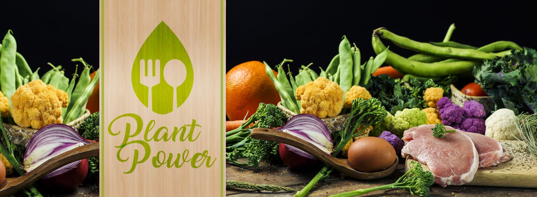 Top image graphic for plant power story - image focuses on foods for "flexitarians"